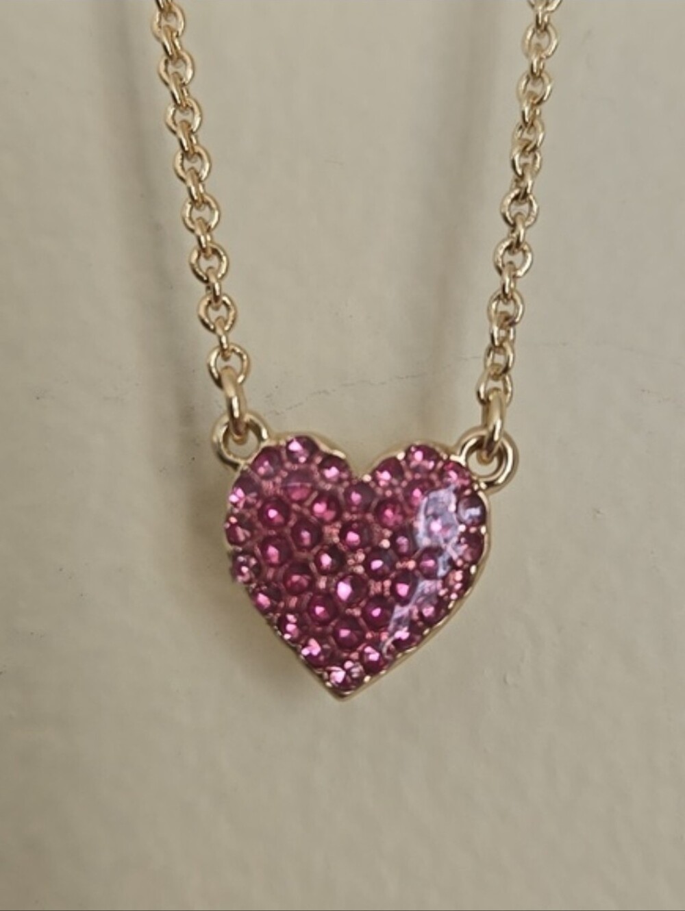 Pink Heart Pave Necklace